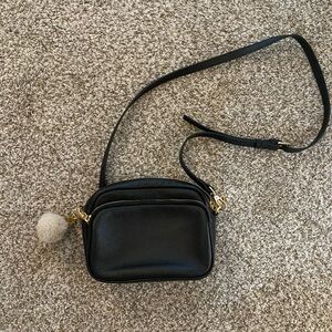 Pom Pom London - Black Leather Crossbody Bag